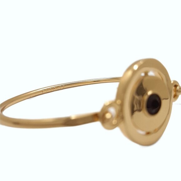 Carolee Black Red Rhinestone Gold Tone Double Sided Charm Bangle Bracelet - Picture 6 of 6